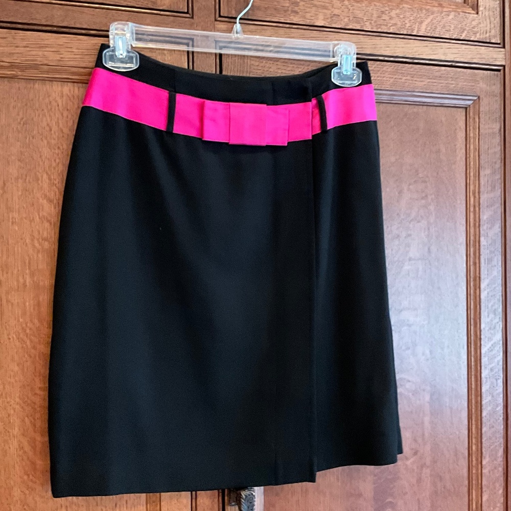 INC Black Skirt Pink Belt